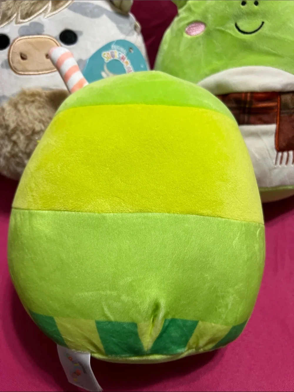 Squishmallows Green Apple, Frog & Cow Plush Set of 3, Jean ,Wendy, Borsa, 7.5 in